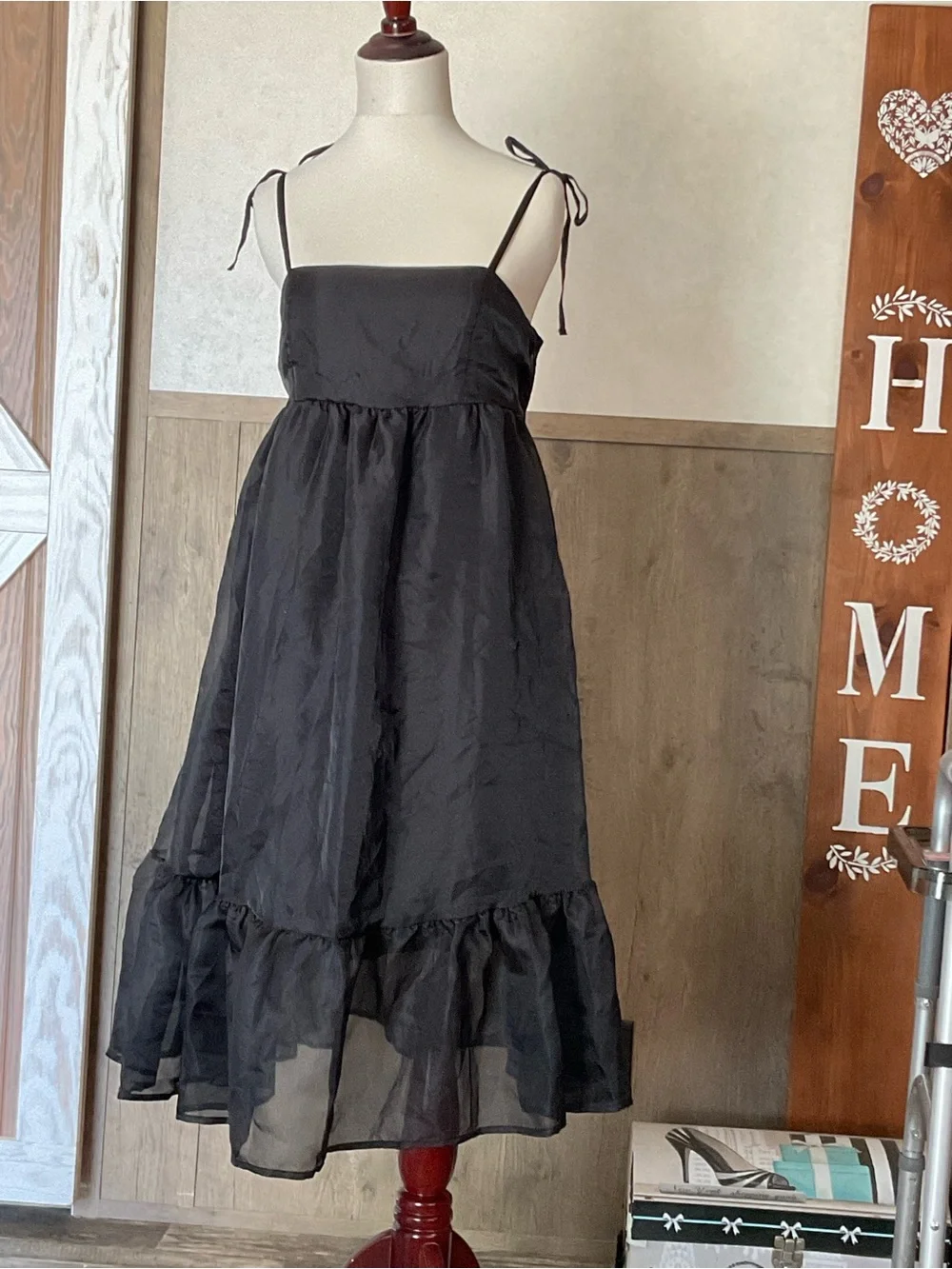 Wild Fable black sleeveless organza midi baby doll dress, size Medium - Picture 6 of 6